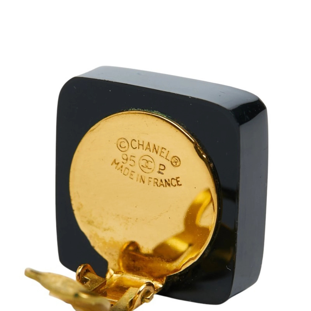 CHANEL Vintage Black Logo Earrings - Picture 4 of 5